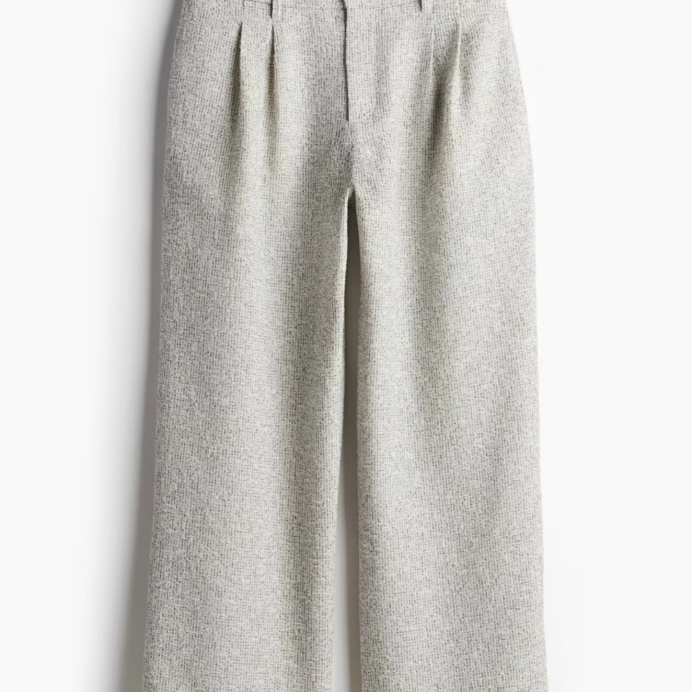 H&M Cream Textured Regular Fit Pants